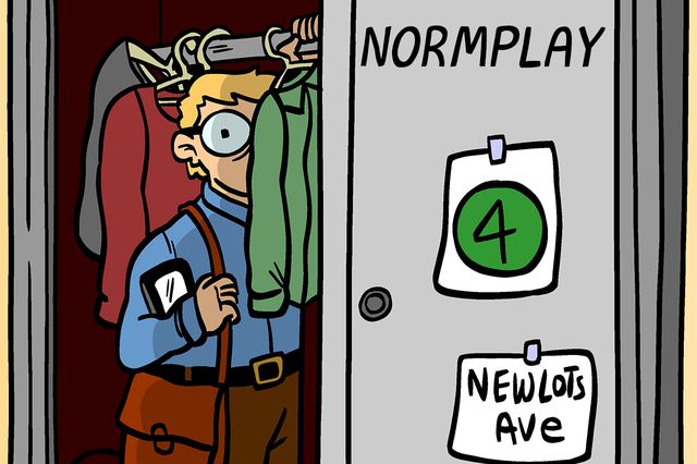 An illustration depicting subway closet normplay